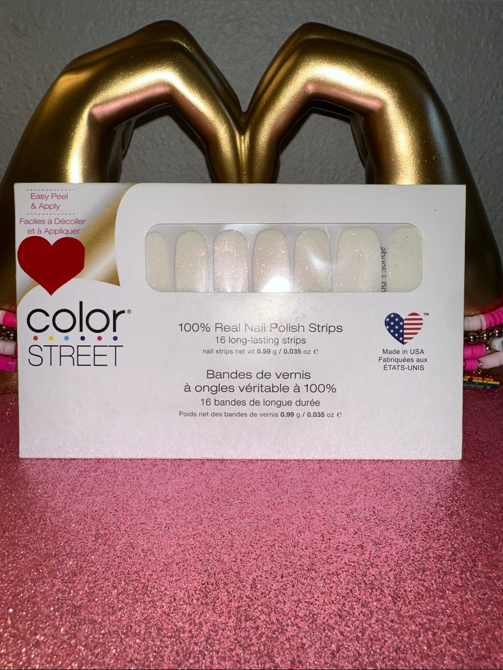 Color Street Sparkling Pearl White Nail Polish Strips